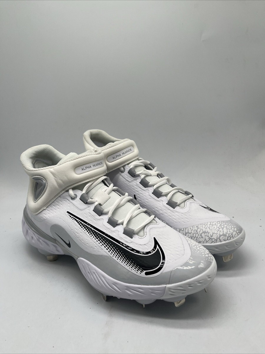 Nike Alpha Huarache Elite 4 Mid White Baseball Cleats FD2744-100