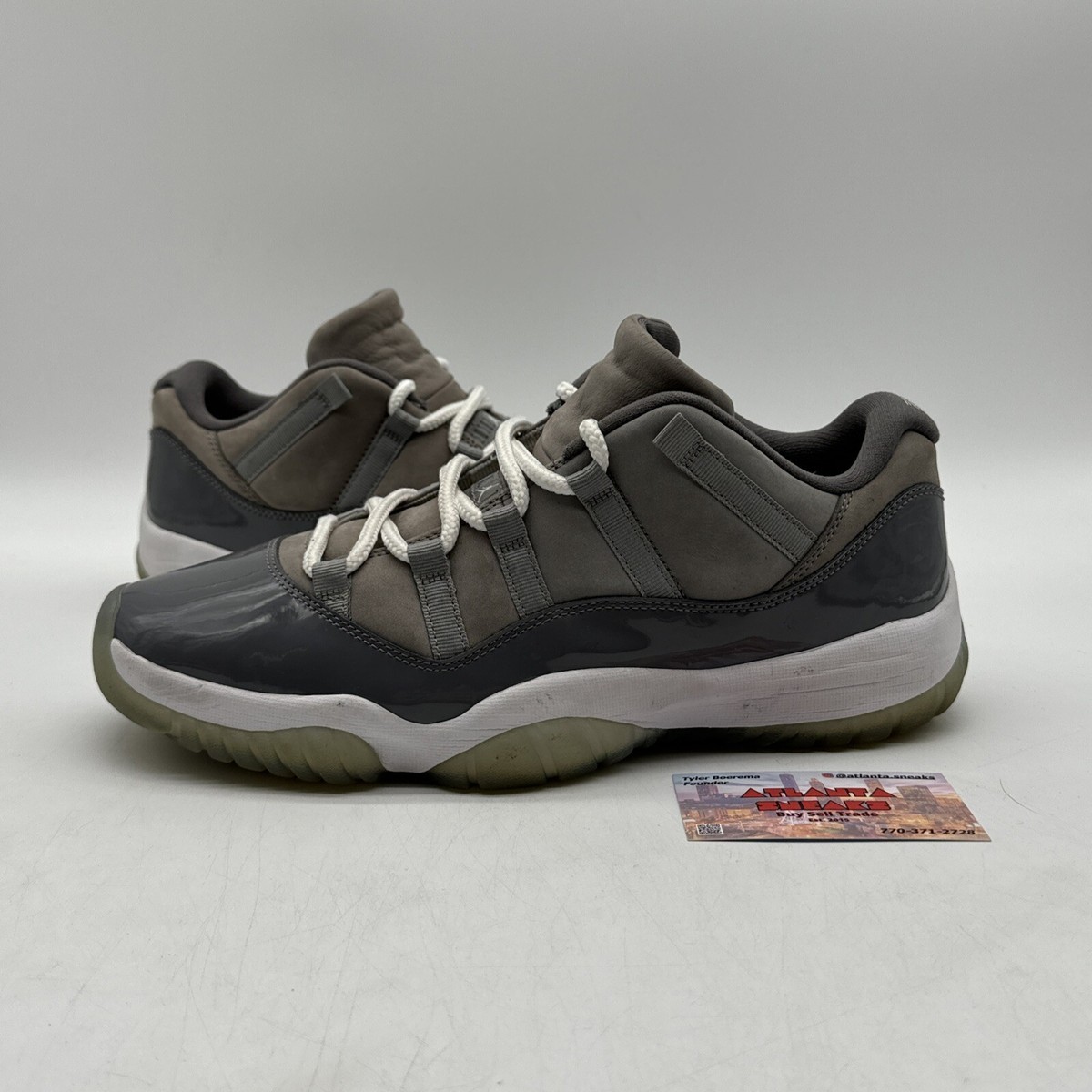 Size 11.5 - Jordan 11 Retro Low Cool Grey 2018 White Patent Suede