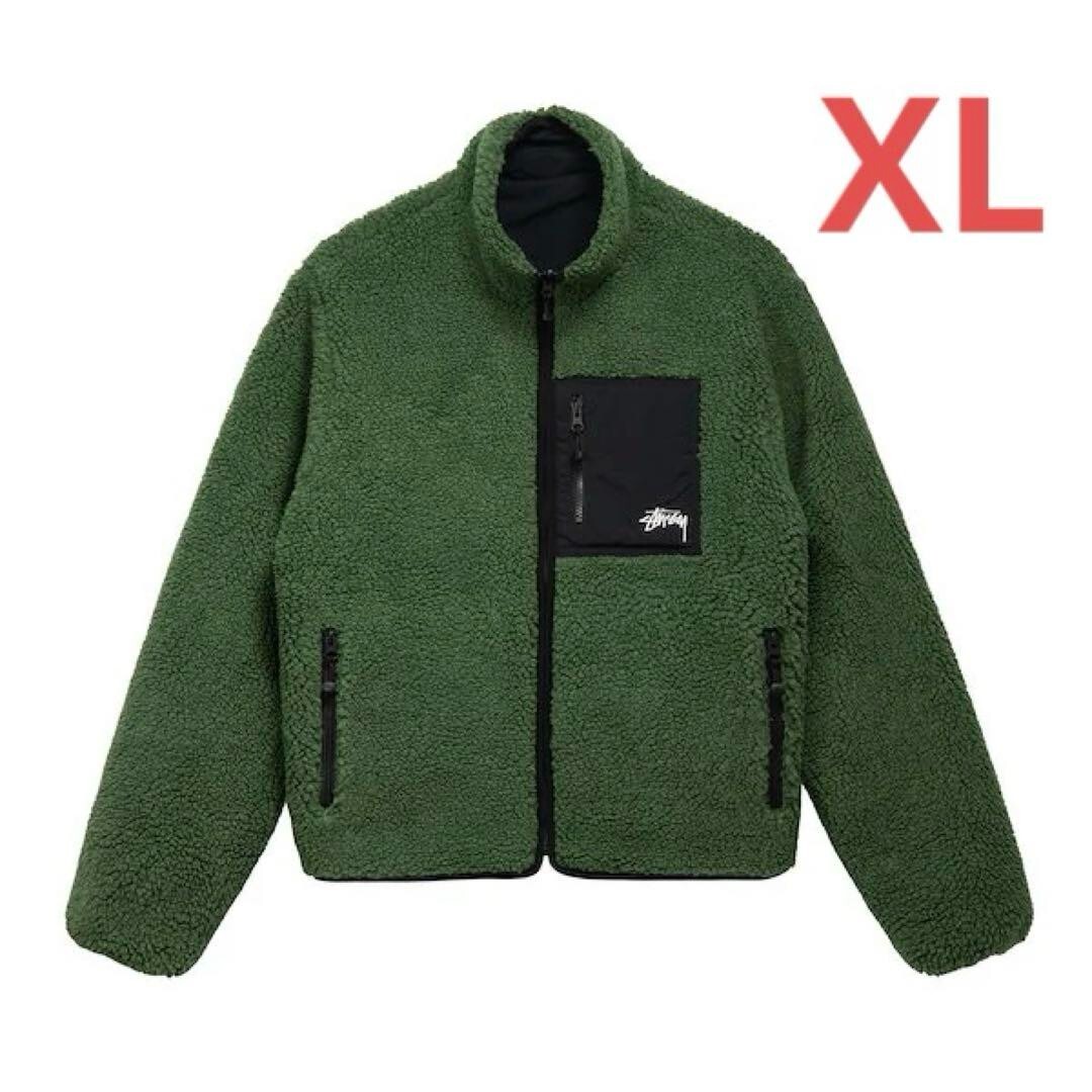STUSSY 8 Ball Reversible Sherpa Fleece Jacket Green Size XL Men | eBay