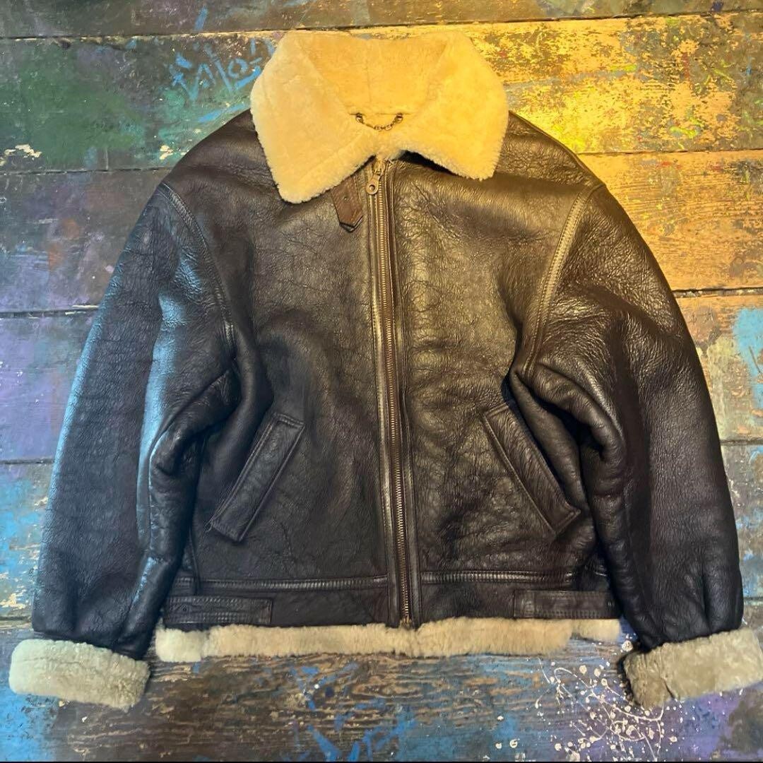 TEODEM Shearling mouton jacket flight B-3 Type leather men's brown