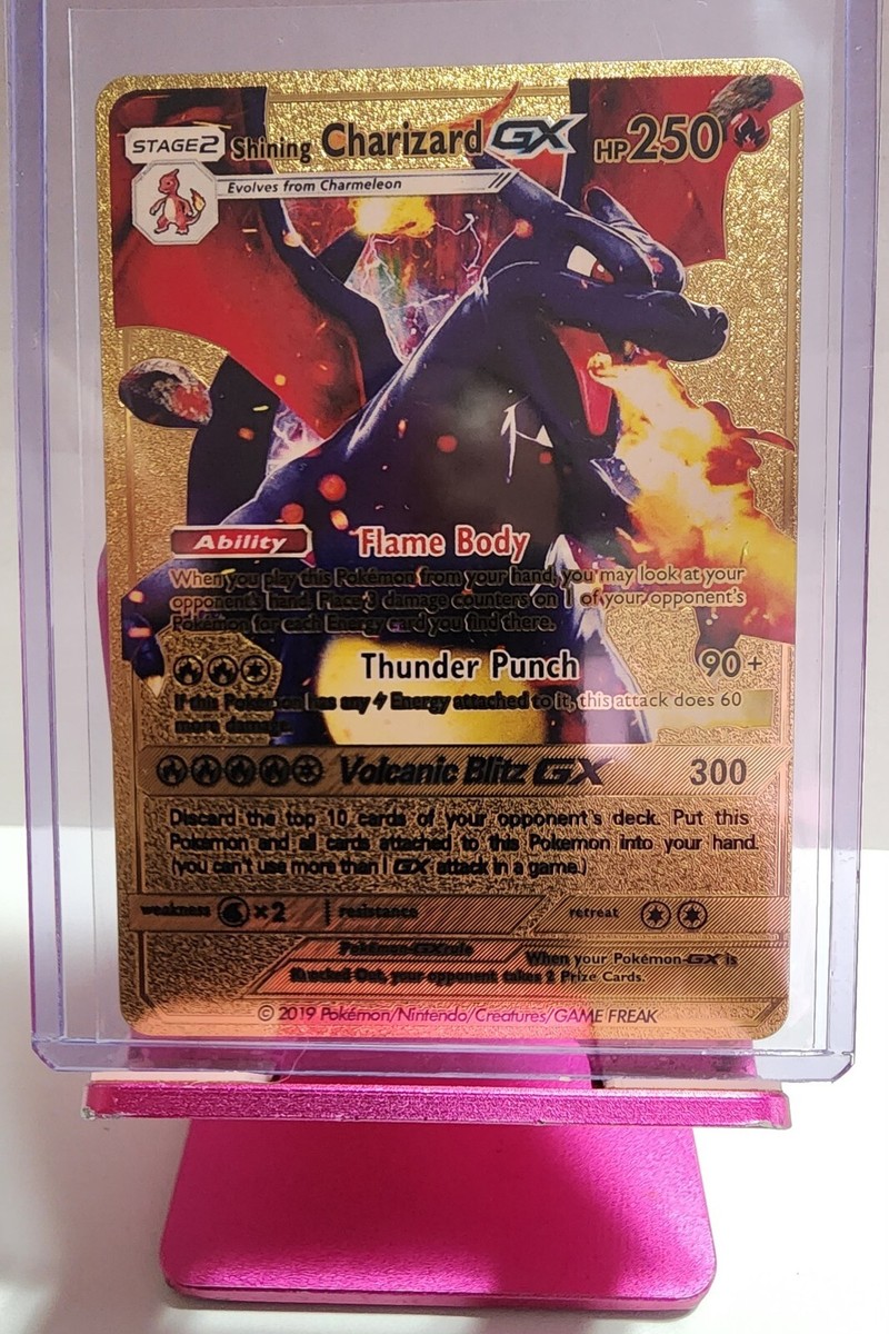 Shining Charizard GX Gold Foil Pokemon Card Fan Art HP 250 Mint