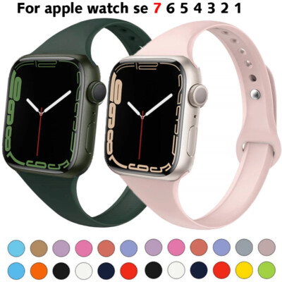 For Apple Watch SE Series 7 654/321 41mm 45mm Silicone Slim Sport