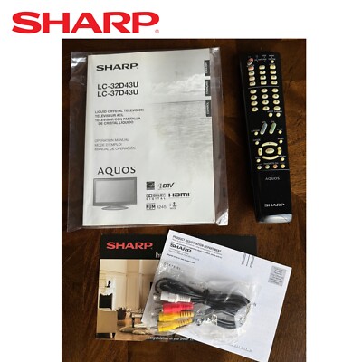 Sharp 37” TV AQUOS LCD 1080P HDTV 16:9 Widescreen w/Remote, Manual