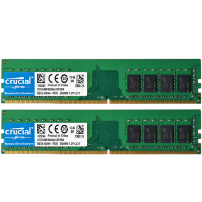 Crucial DDR4 32GB 2X16GB 2400 Mhz PC4-19200 288pins Desktop Memory