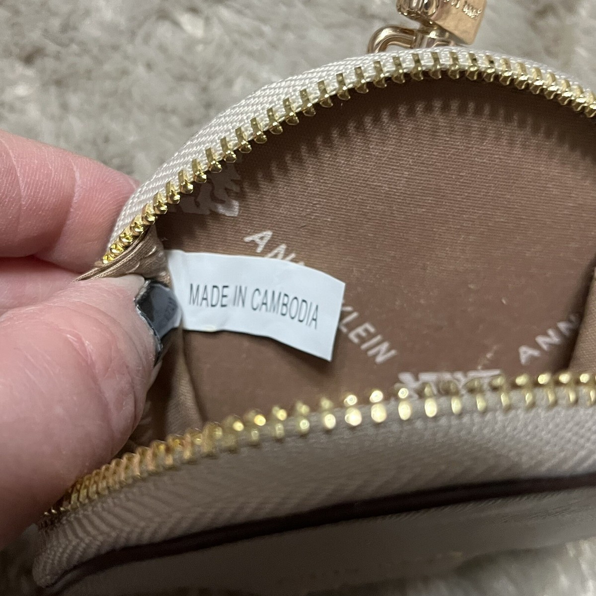 NEW Anne Klein Taupe Round Leather Coin Purse 2 Pc Set Envelope