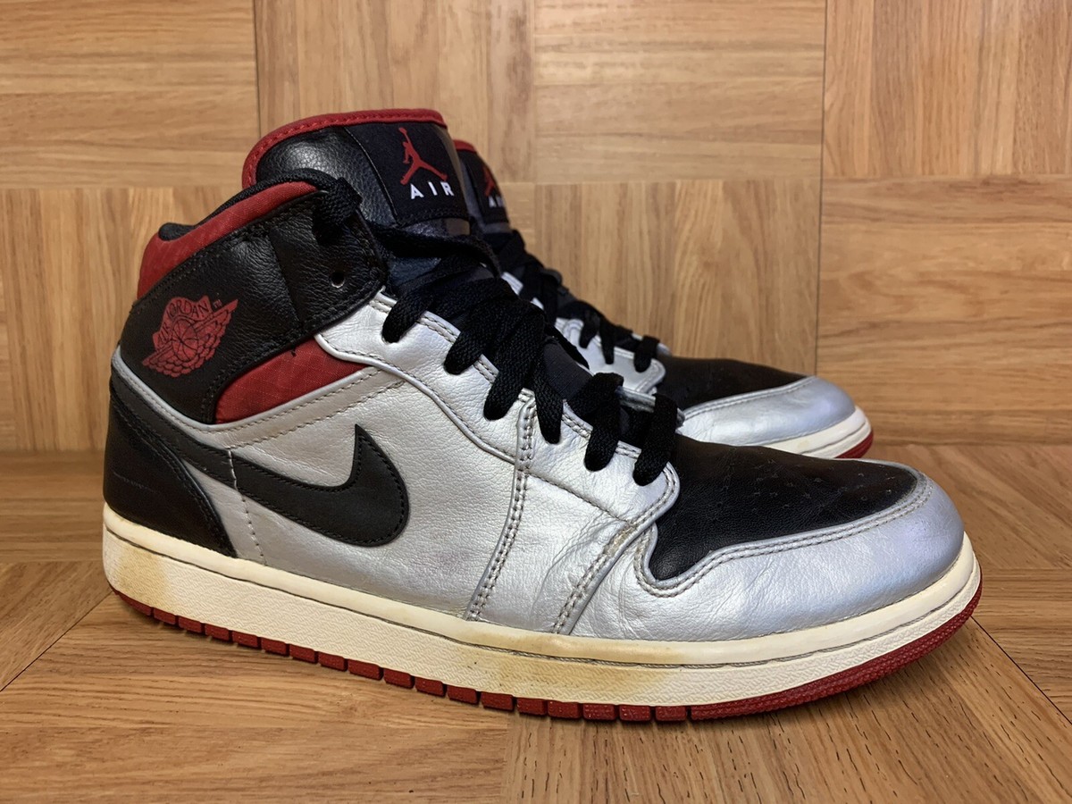 RARE🔥 Nike Air Jordan 1 Retro Mid Phat Silver Red Johnny Kilroy
