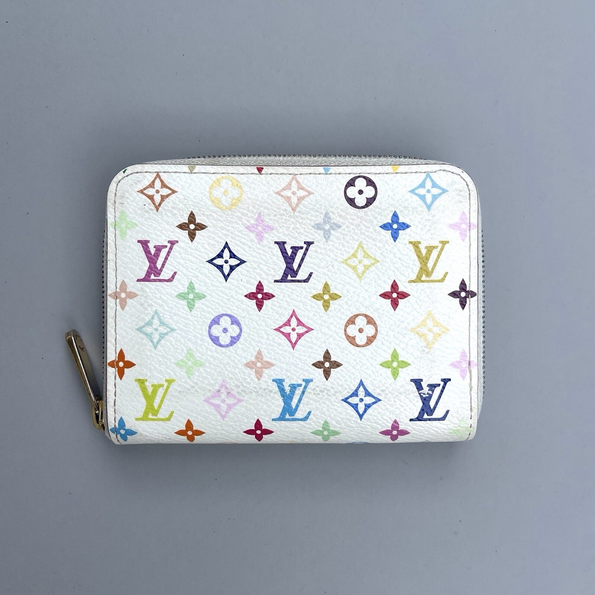Louis Vuitton Takashi Murakami White Multicolor Coin Card Zip