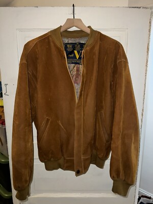 Vintage 1960s Full Stop V Suede Italian Bomber Jacket Size Large