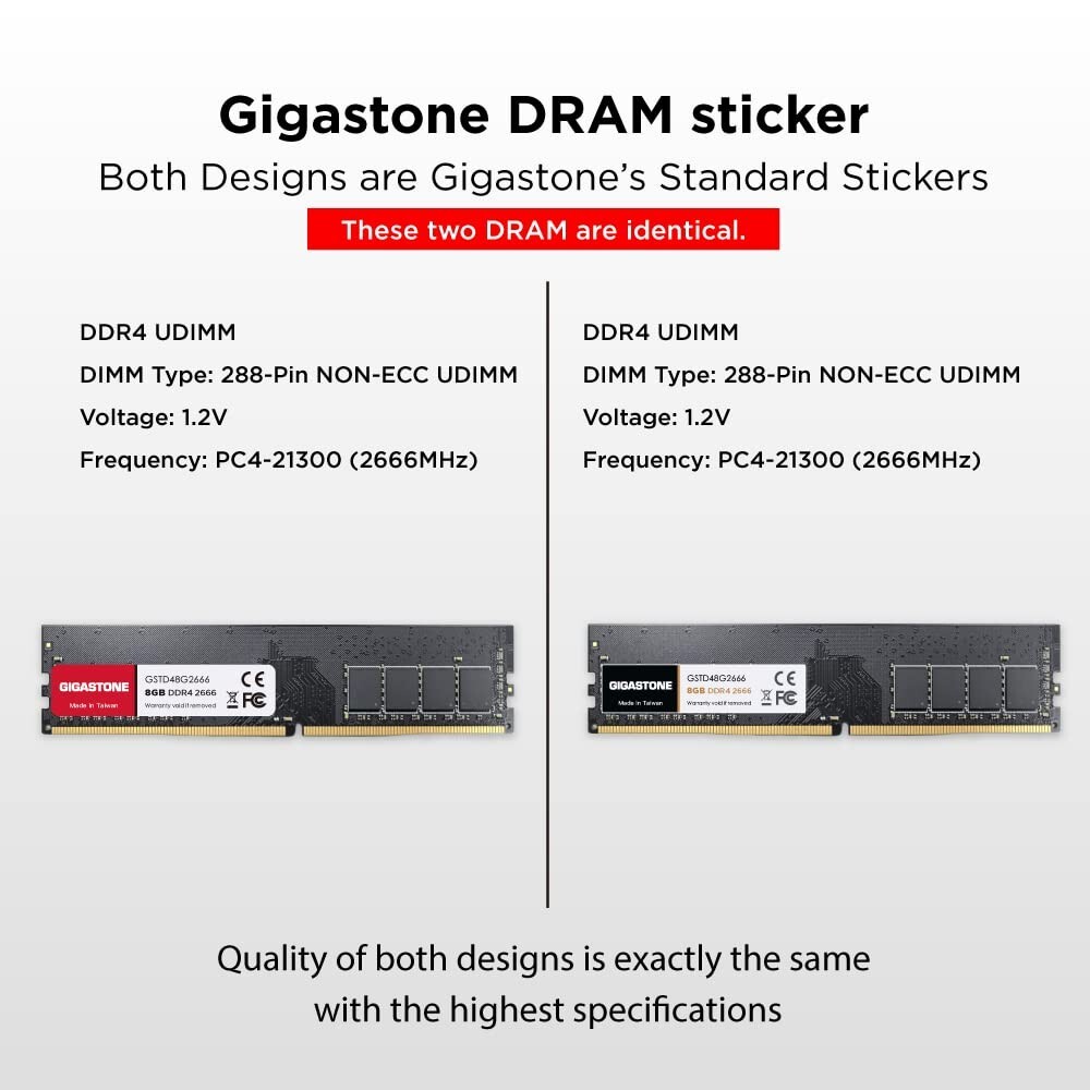 Gigastone DDR4 16GB (8GBx2) 2666MHz PC4-21300 CL19 1.2V UDIMM 288