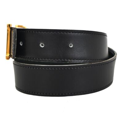 HERMES H Logo Constance Reversible Buckle Belt Leather #70 Black