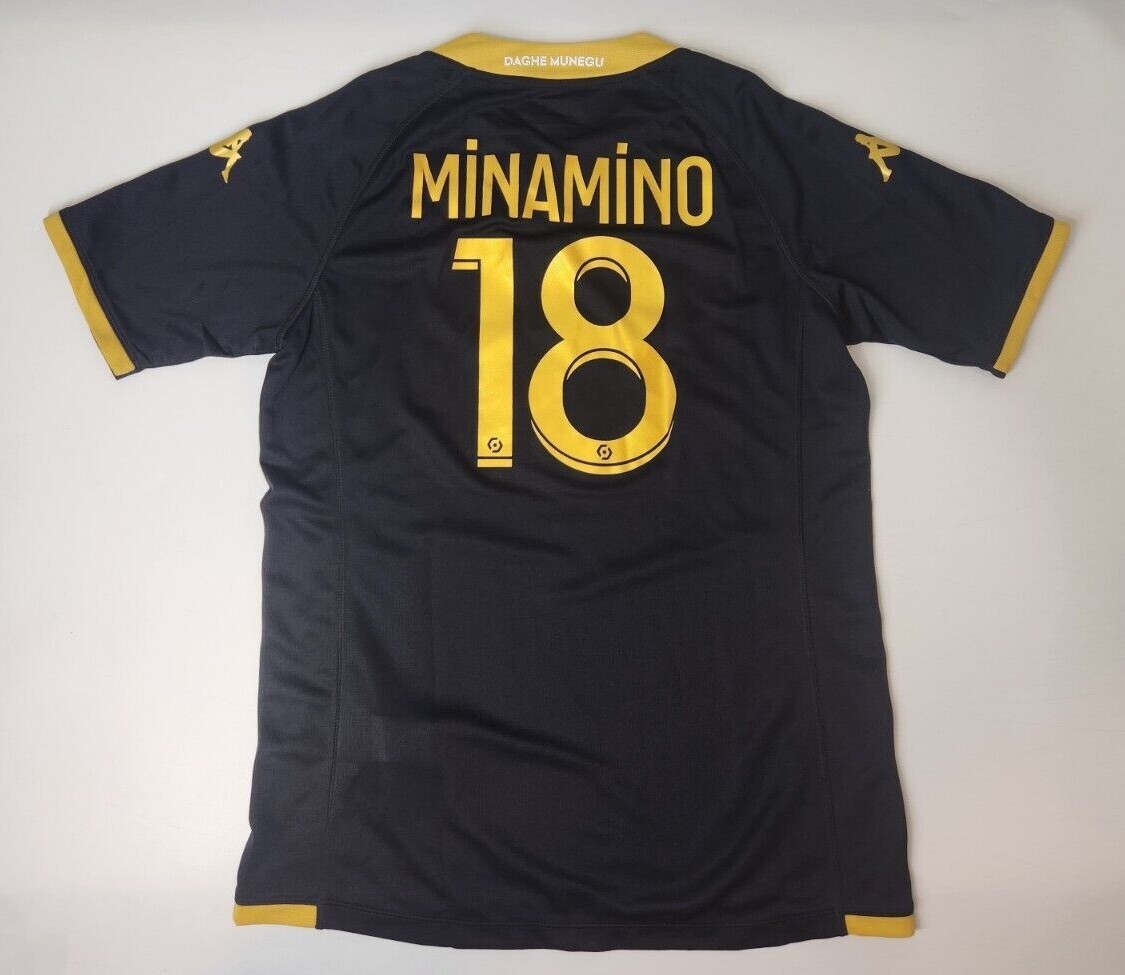 AS Monaco Kappa 2023/2024 Away Jersey Black M-XL NWT #18 Minamino
