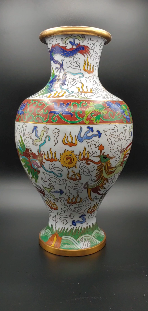 1210 中国美術 景泰藍 七宝 琺瑯 鉢 時代物 1210 中国美術 景泰藍 七宝