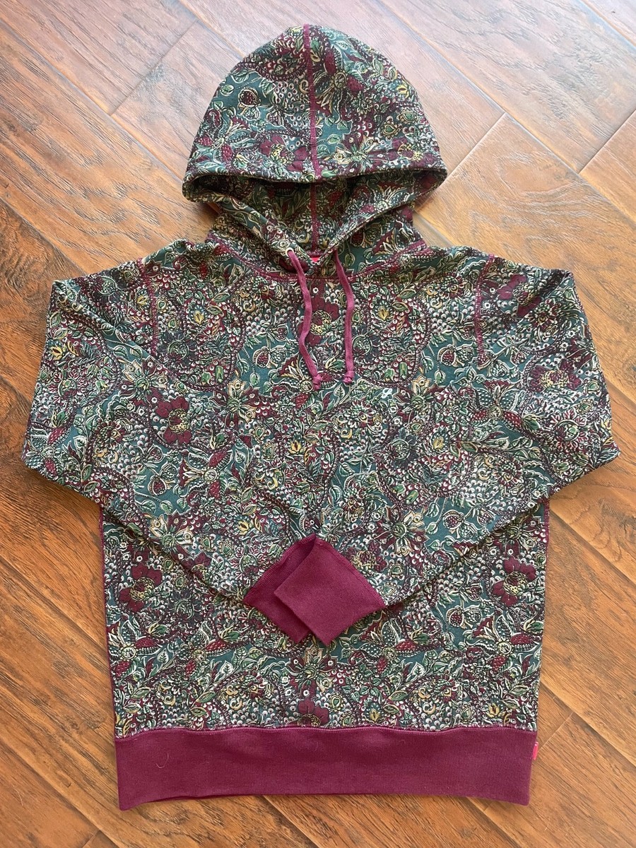 Supreme Paisley Hoodie 2011 Burgundy Red Small Box Logo PCL