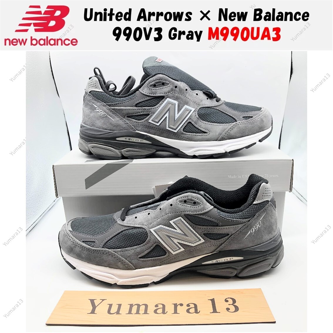 United Arrows × New Balance 990V3 Gray M990UA3 Men's Size | eBay