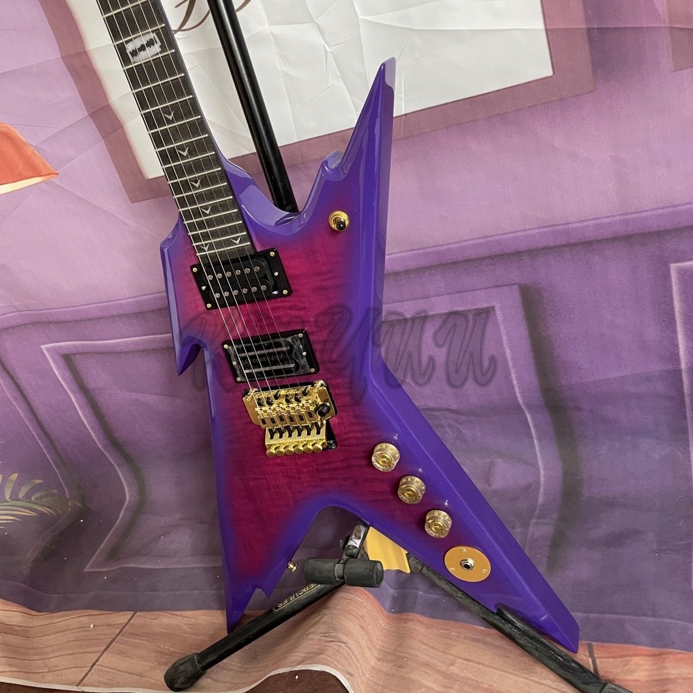 Custom Dean Dime Razorback DCR Black Tooth Electric Guitar Purple