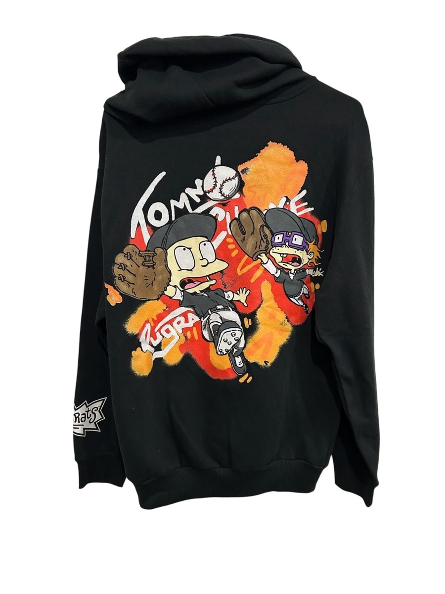 Rugrats 91 NEW Nickelodeon Black Hoodie Sweatshirt Tommy Baseball