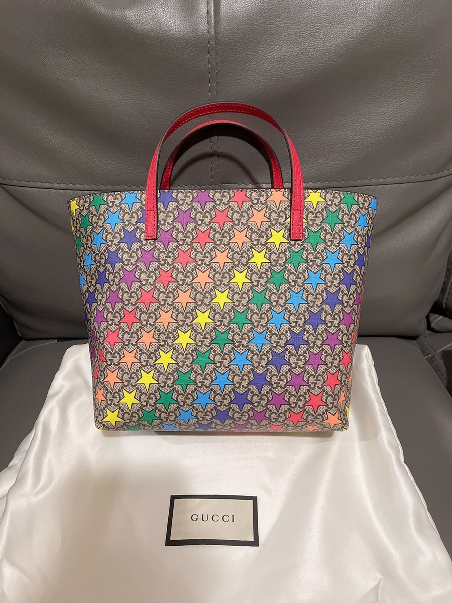 New Auth Gucci Childrens Rainbow Stars mini Tote Handbag Bag