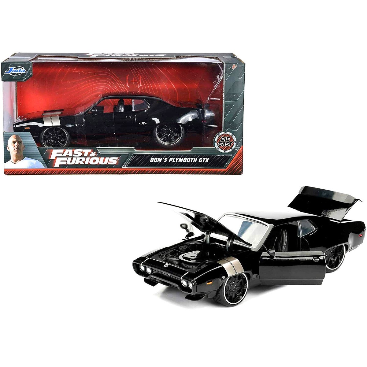 Fast & Furious 8 Black Dom's '72 Plymouth GTX Kids Model Diecast