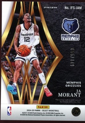 Ja Morant 2024-25 Select In Flight Auto Autograph Memphis
