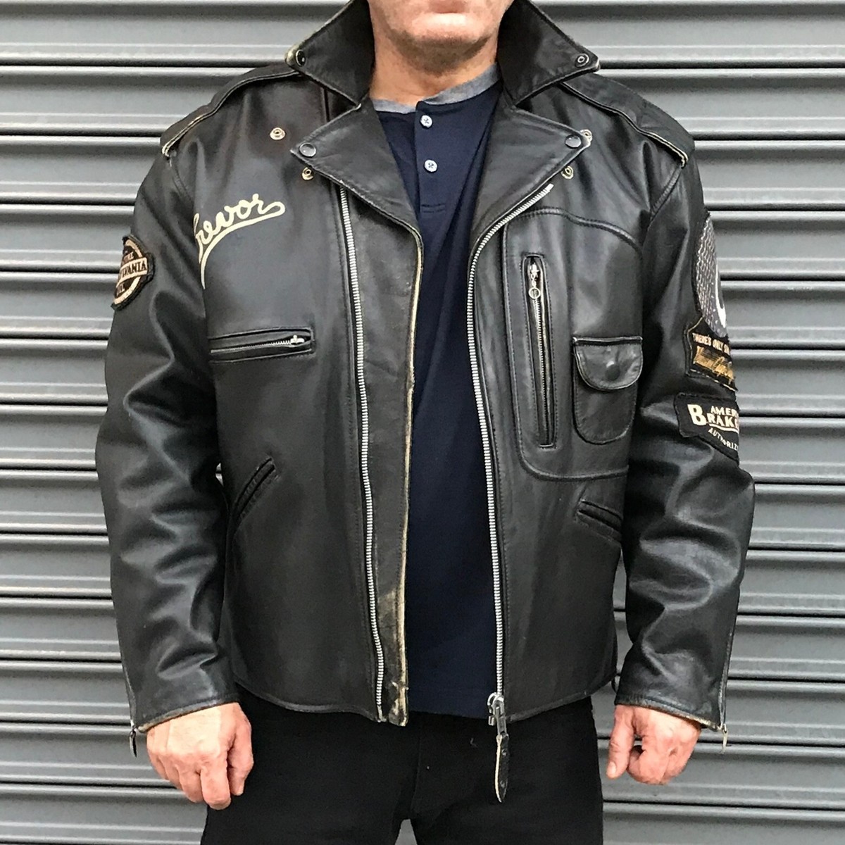 Men's Lee Trevor Black 100% Genuine Leather Motorcycle Jacket | eBay