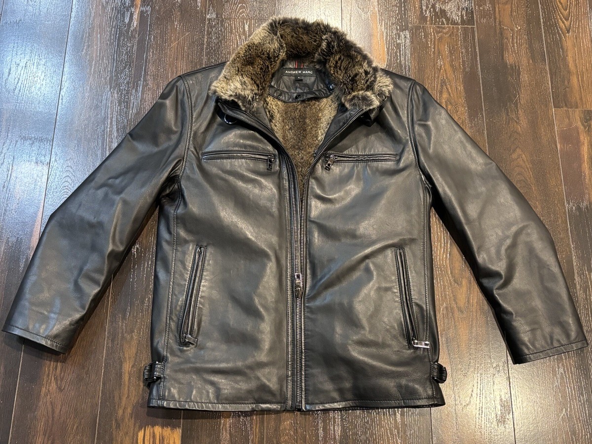 Andrew Marc Men's Leather & Removable Rabbit Fur Lining Jacket