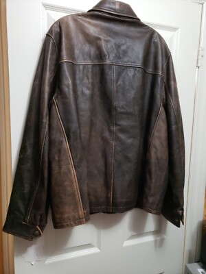 Eddie Bauer Sz. L Genuine Leather Brown Bomber Jacket Style ID