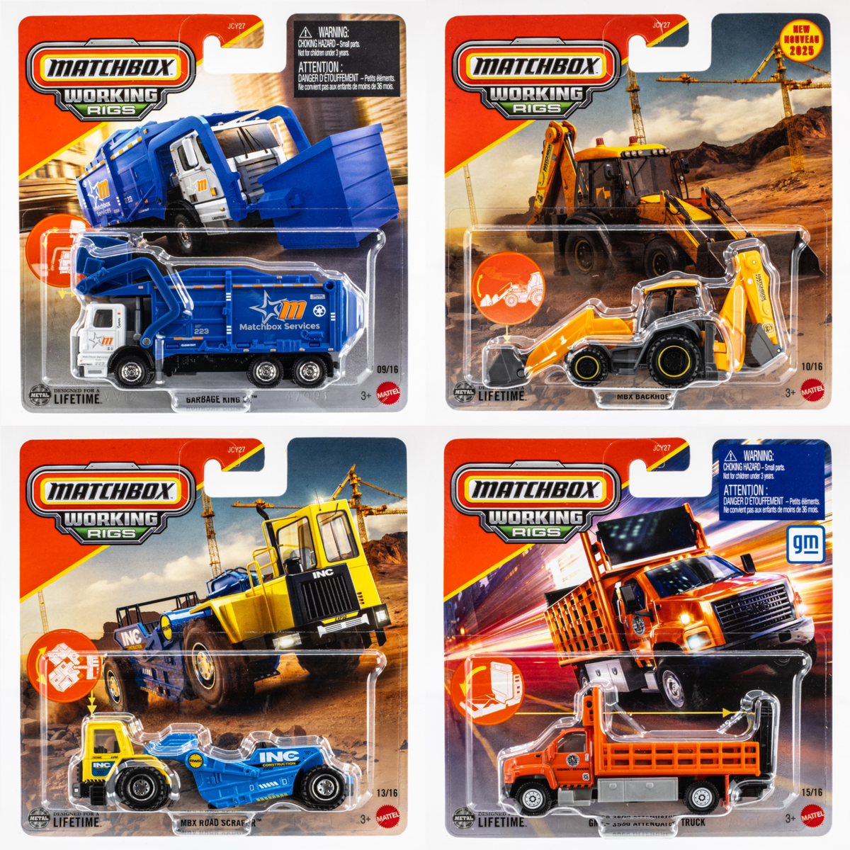 2025 Matchbox Working Rigs Mix 4 | 4 Vehicle Set | GMC | Garbage