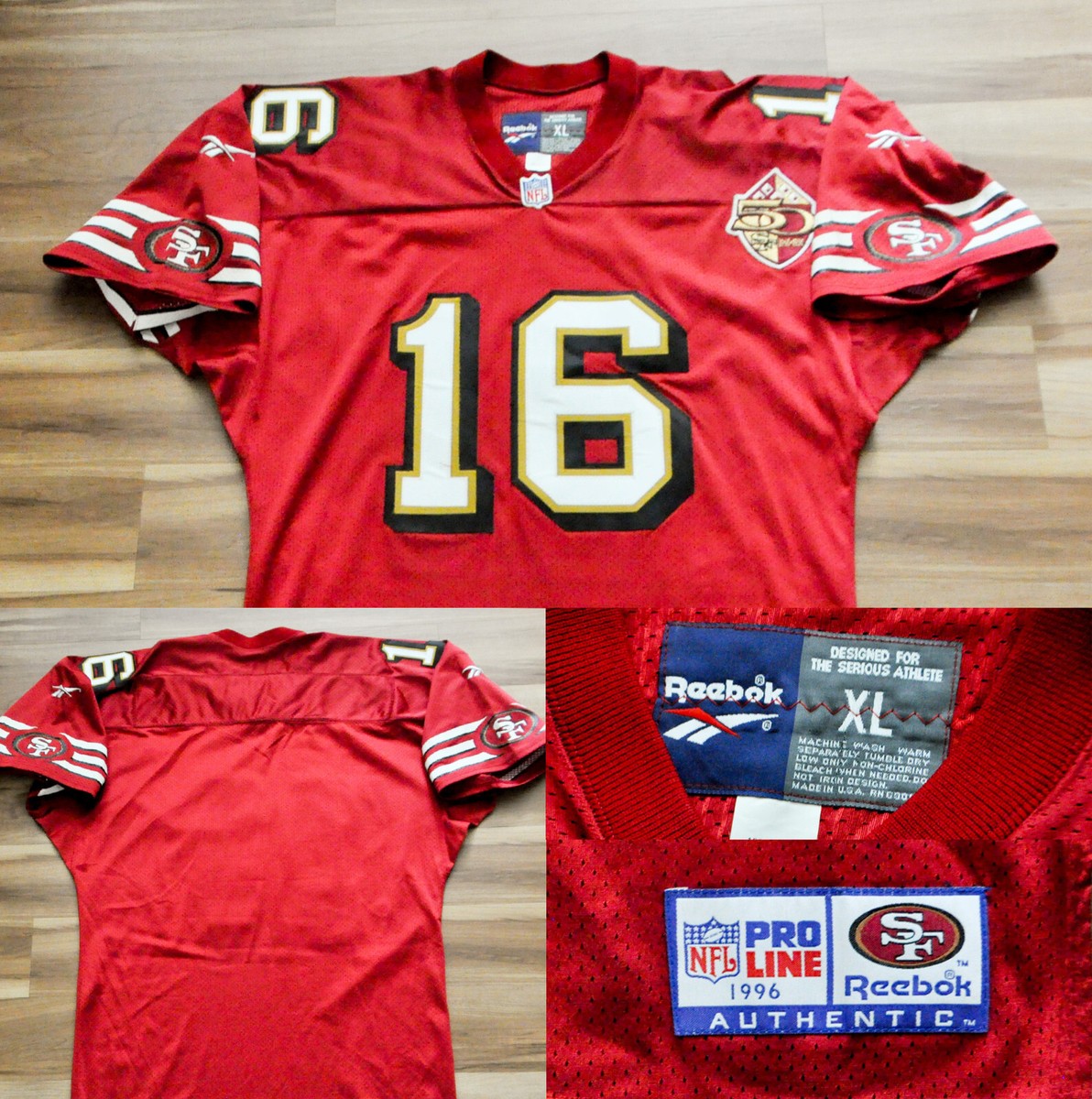 16 San Francisco 49ers Reebok Jersey Authentic 1996 Pro Line 50th
