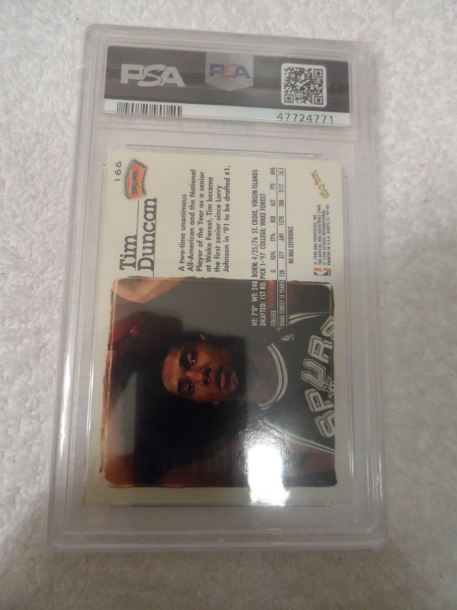 1997 NBA Hoops #166 Tim Duncan RC Rookie Card HOF Spurs PSA 10 GEM