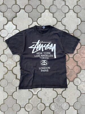Stussy x DSM Shirt Medium World-Tour Black New-York Paris Tokyo