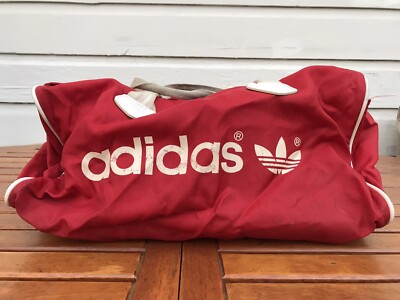 Vintage 80s Adidas Nylon Duffle Bag Red w/ White Trefoil RARE | eBay
