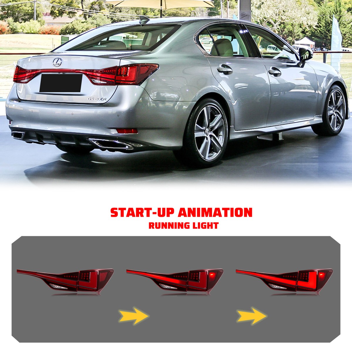 LED Tail Lights for Lexus GS350 GS200t GSF 2012-2015 Sequential