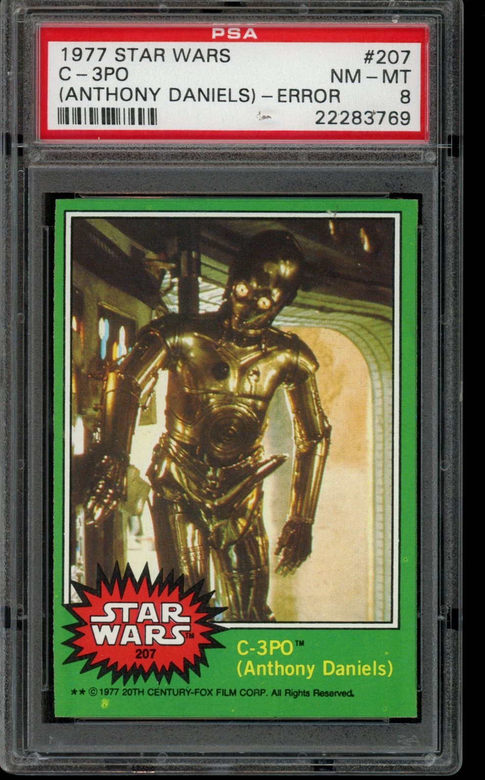 C-3PO (Anthony Daniels) 1977 Topps #207 Error Price Guide - Sports
