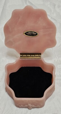 Vintage Genuine Incolay Stone Jewelry Trinket Box Cherubs