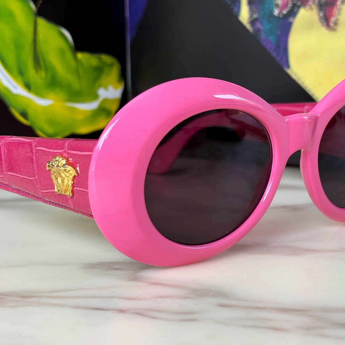 1996 GIANNI VERSACE sunglasses 418/P Col 930 pink croc. Style worn