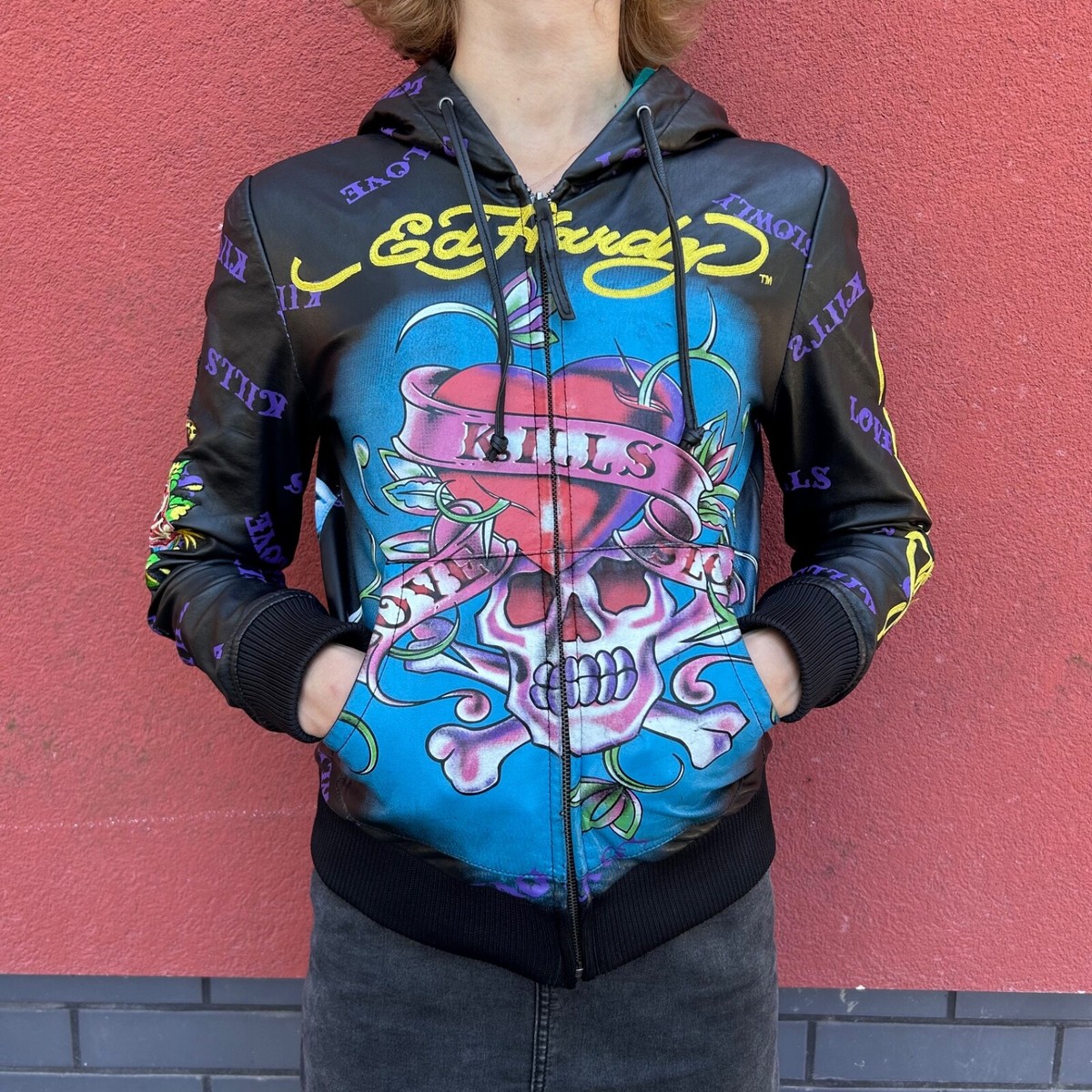 Ed Hardy Women's Jacket Leather Multicolor Size:XS | eBay