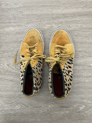 VANS X SUPREME Sk8-Mid Pro 'Cheetah Velvet Gold' Sneakers Size 12