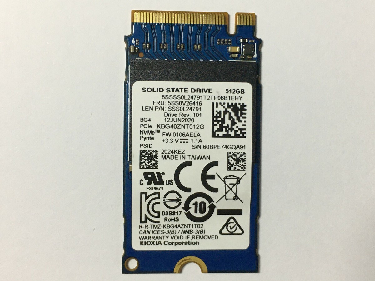Toshiba / Kioxia KBG40ZNT512G 512GB SSD PCIe NVMe M.2 2242 TSB