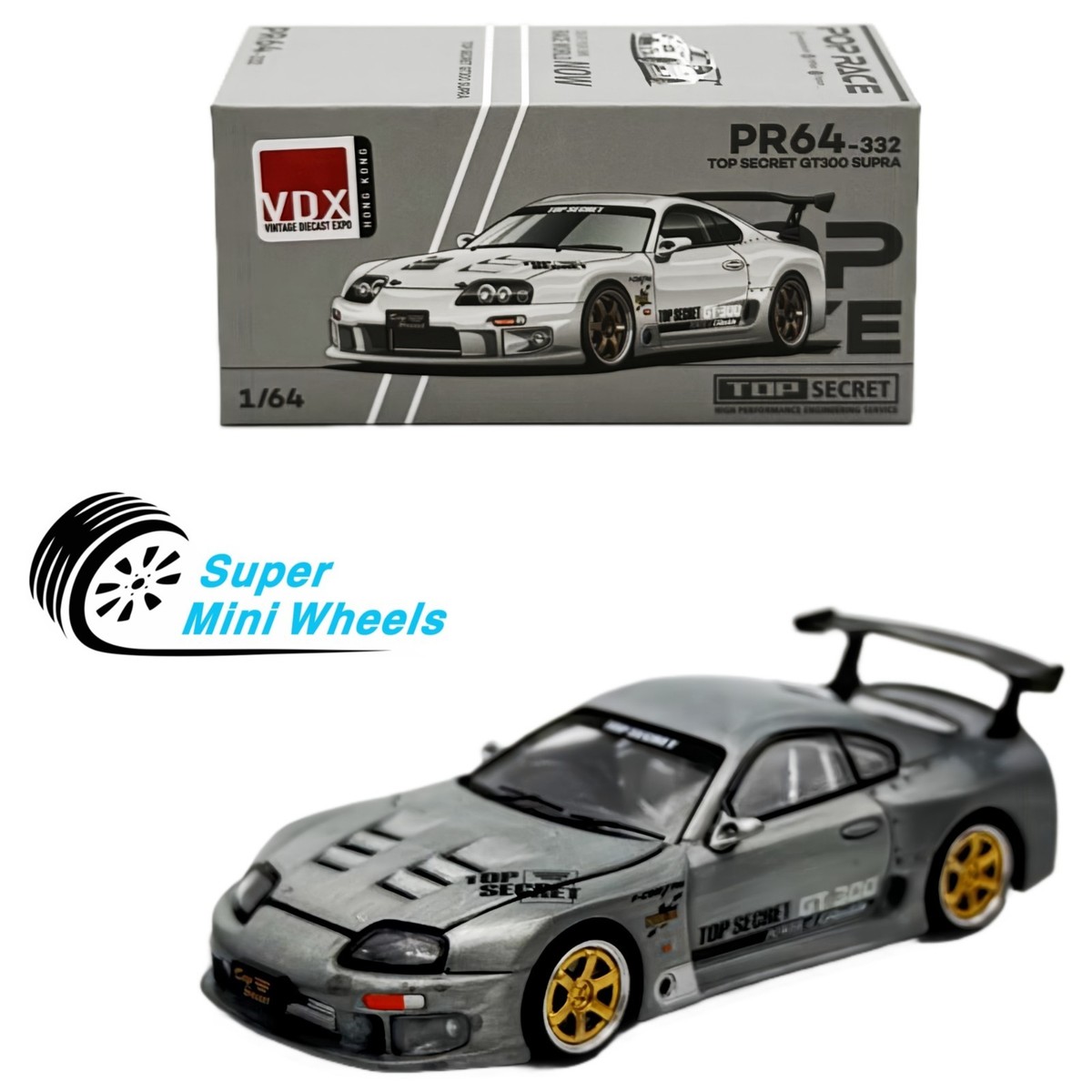 Pop Race 1:64 Top Secret GT300 Supra Raw Metal HK ToyCar Salon