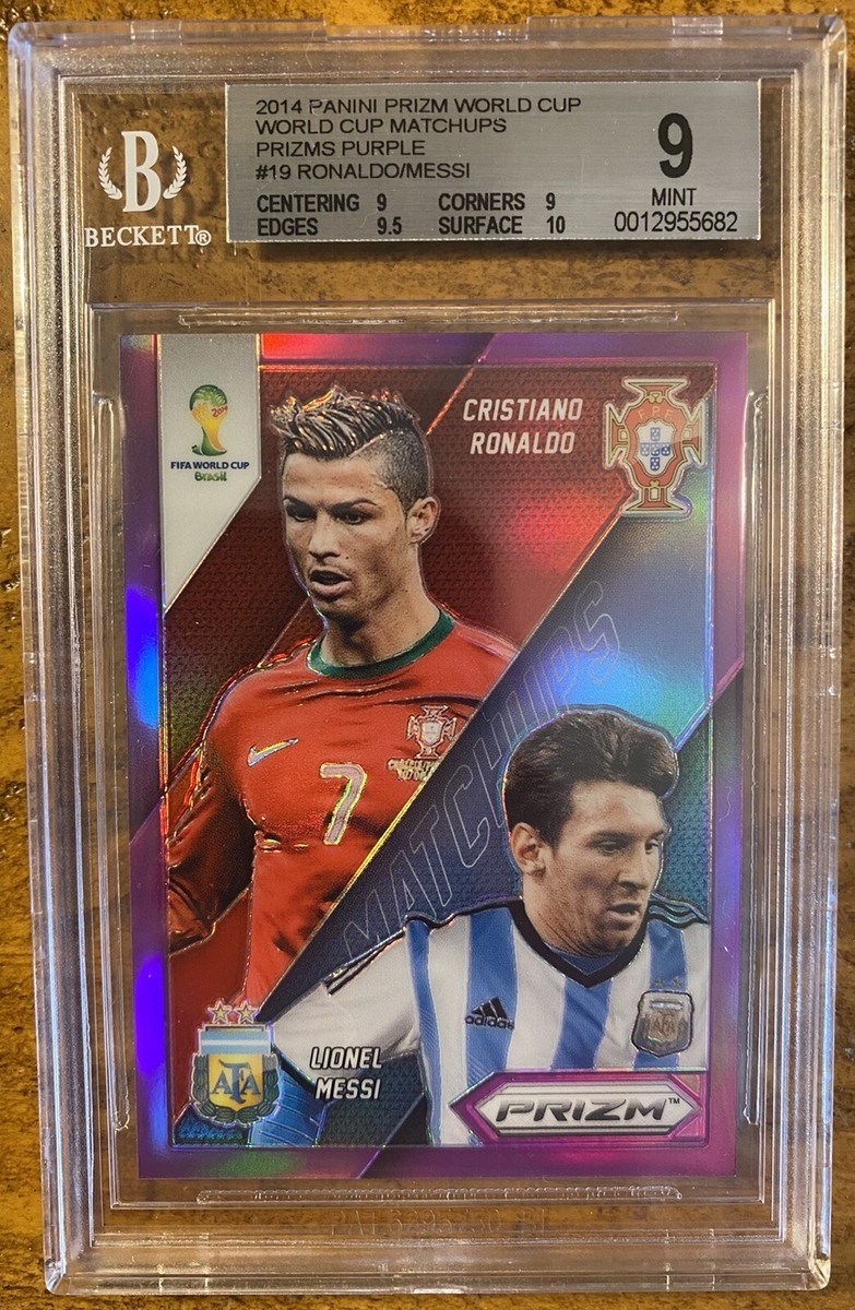 2014 Panini Prizm World Cup Matchups Messi / Ronaldo Purple /99