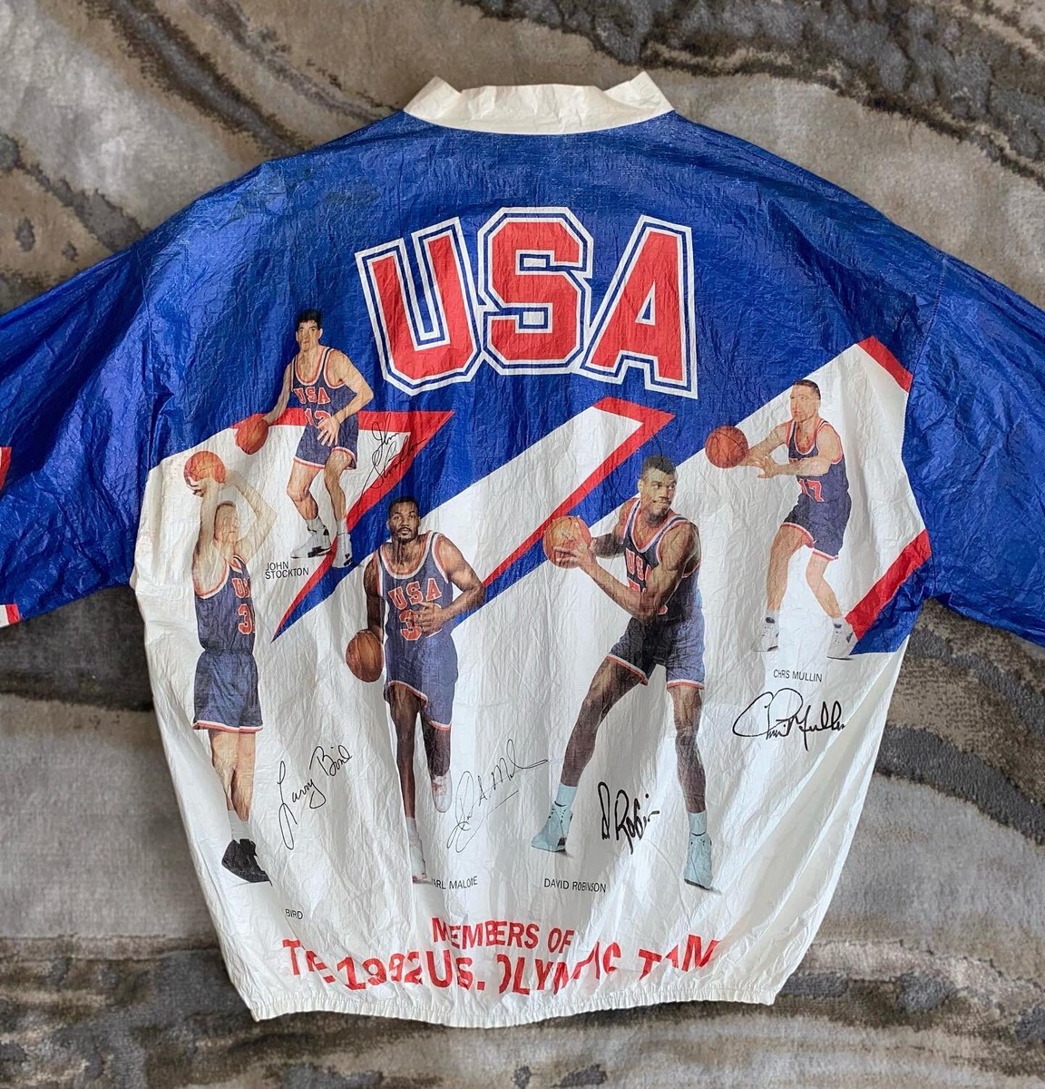 Vintage 1992 Dream Team USA Basketball Kellogs Tyvek Jacket Size