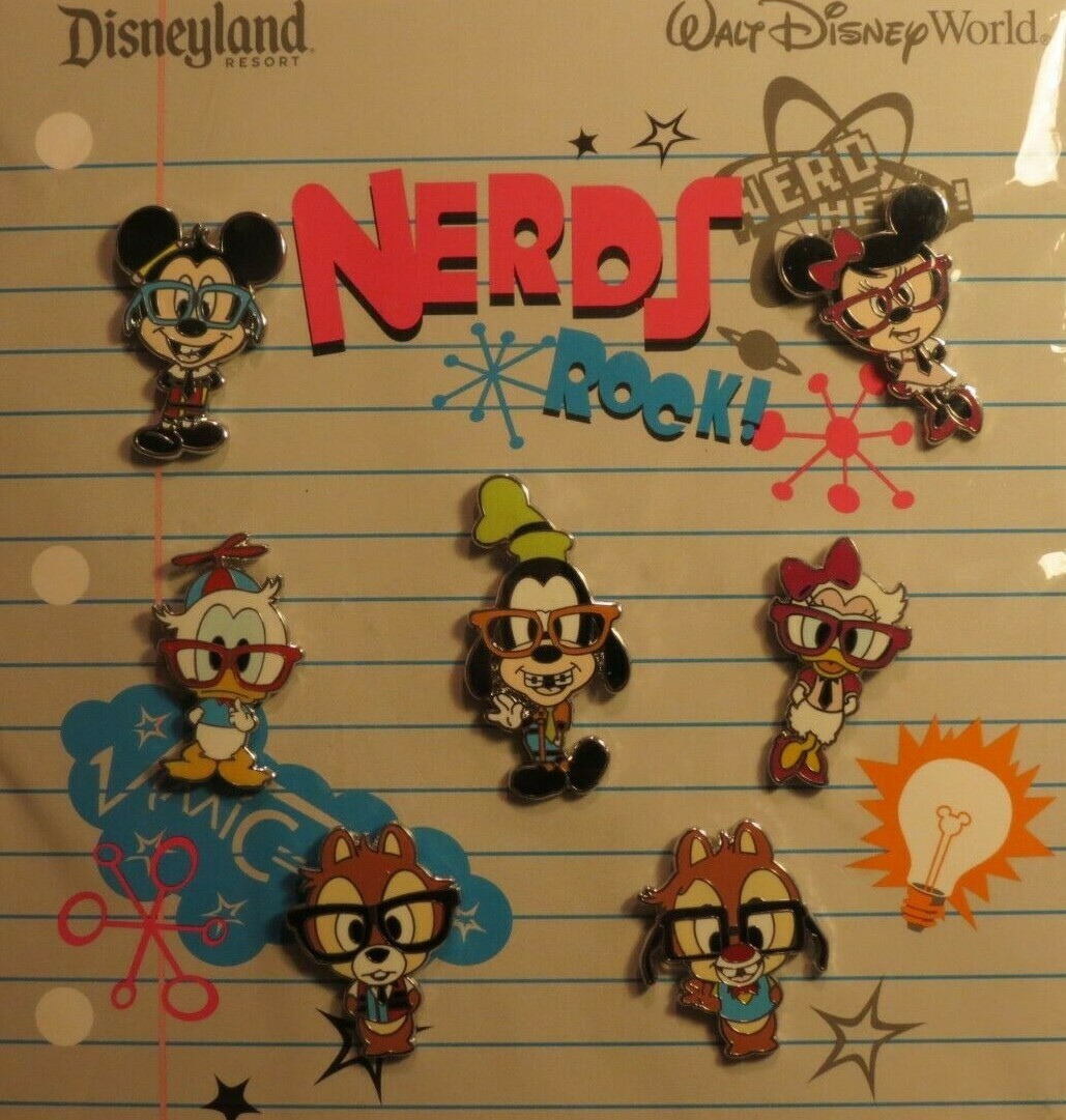 DISNEY WDW DLR NERDS ROCK ! COLLECTION MICKEY MINNIE CHIP DALE