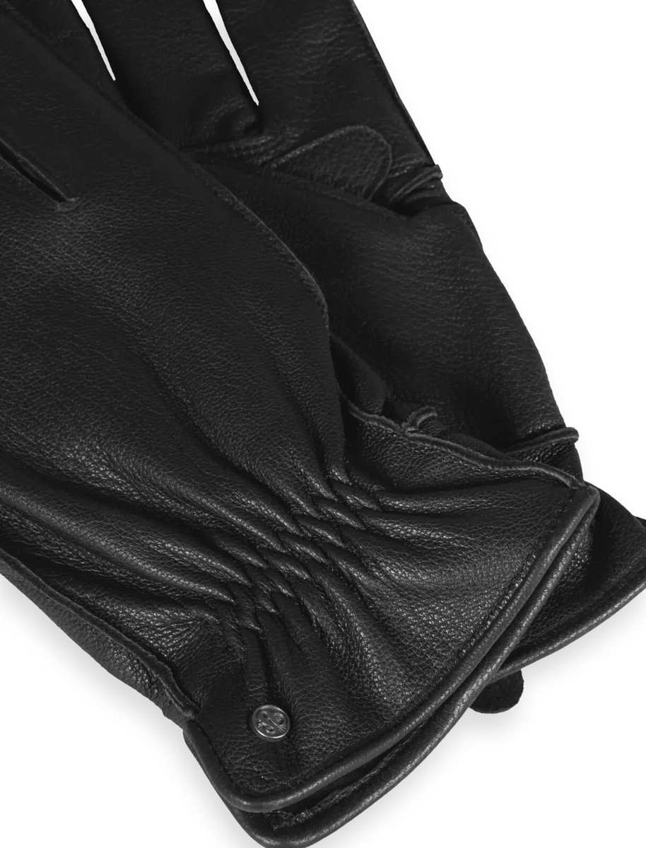 Scotch And Soda Water Resistant Leather Gloves In black Size
