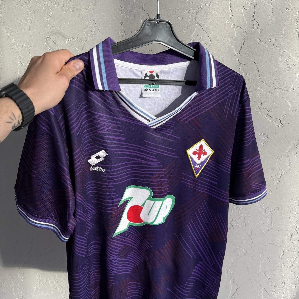 Vintage Lotto Fiorentina 1992/1993 7up Football Shirt Soccer