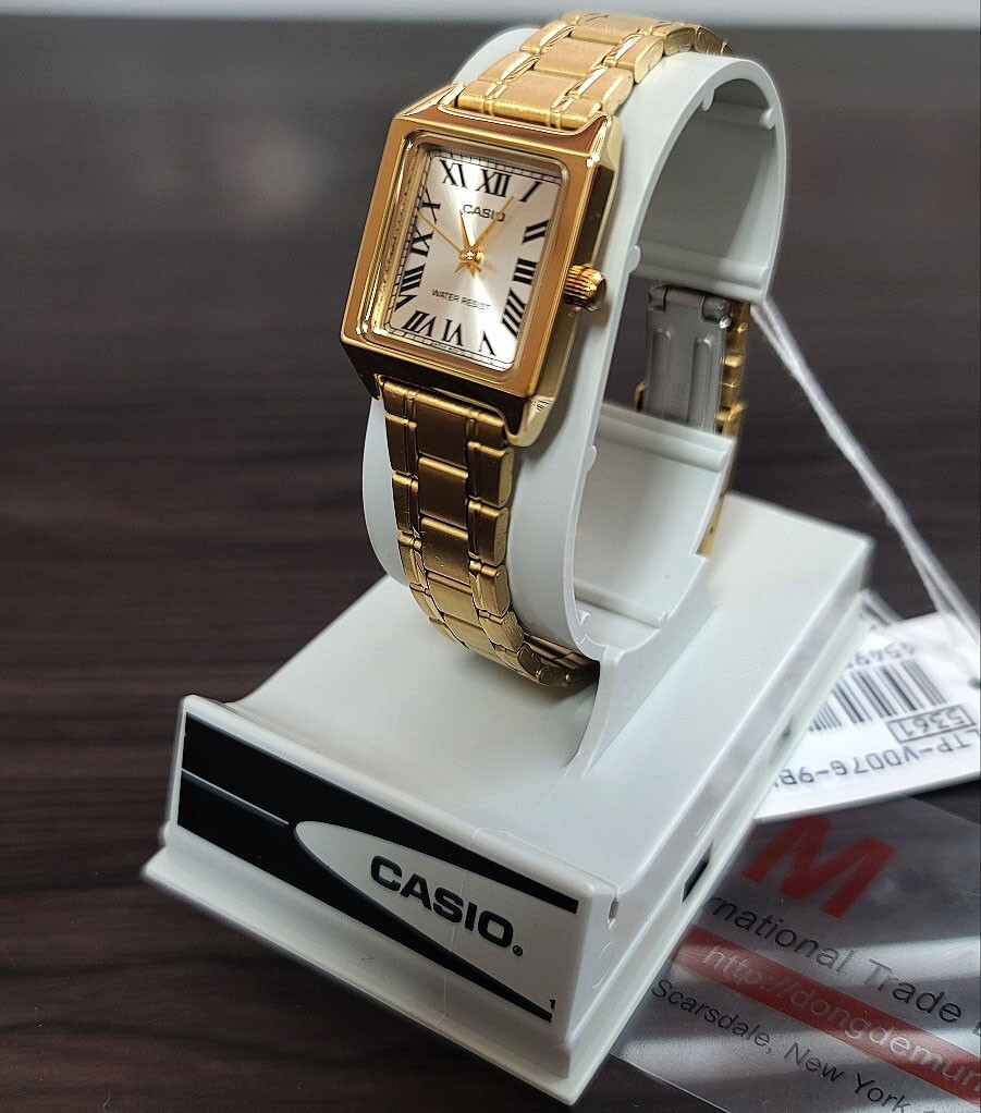 CASIO Woman Metal band Gold Wrist Watch LTP-V007G-9B Original New