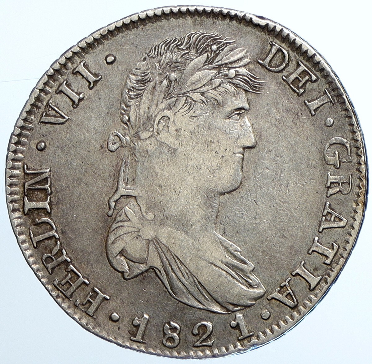 1821 Zs RG MEXICO SPAIN King FERDINAND VII Antique Silver 8 Reales