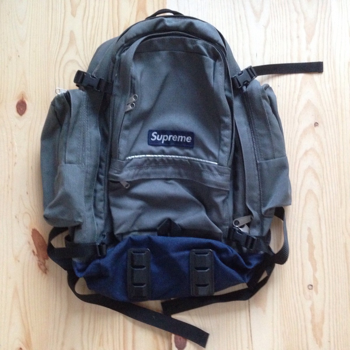 VINTAGE SUPREME 4TH EVER BACKPACK 1998 GRAY BAG BOX LOGO CORDURA
