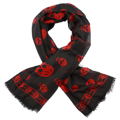 NWT Authentic Alexander McQueen Skull Scarf, Color Black/Red MSRP