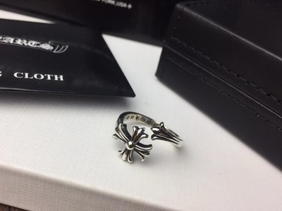 Chrome Hearts ❤️US Size 7,8 Gothic Silver Cross Flower Open Ring