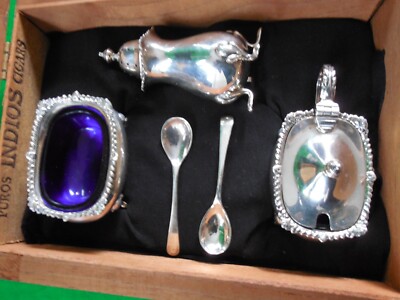 Mappin & Webb Sterling Silver Condiment Set in Cigar Box ~ | eBay